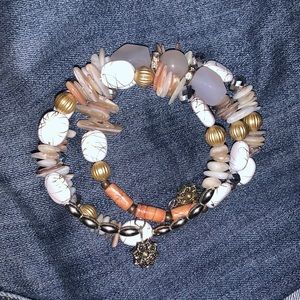 Agate bread layered bracelet